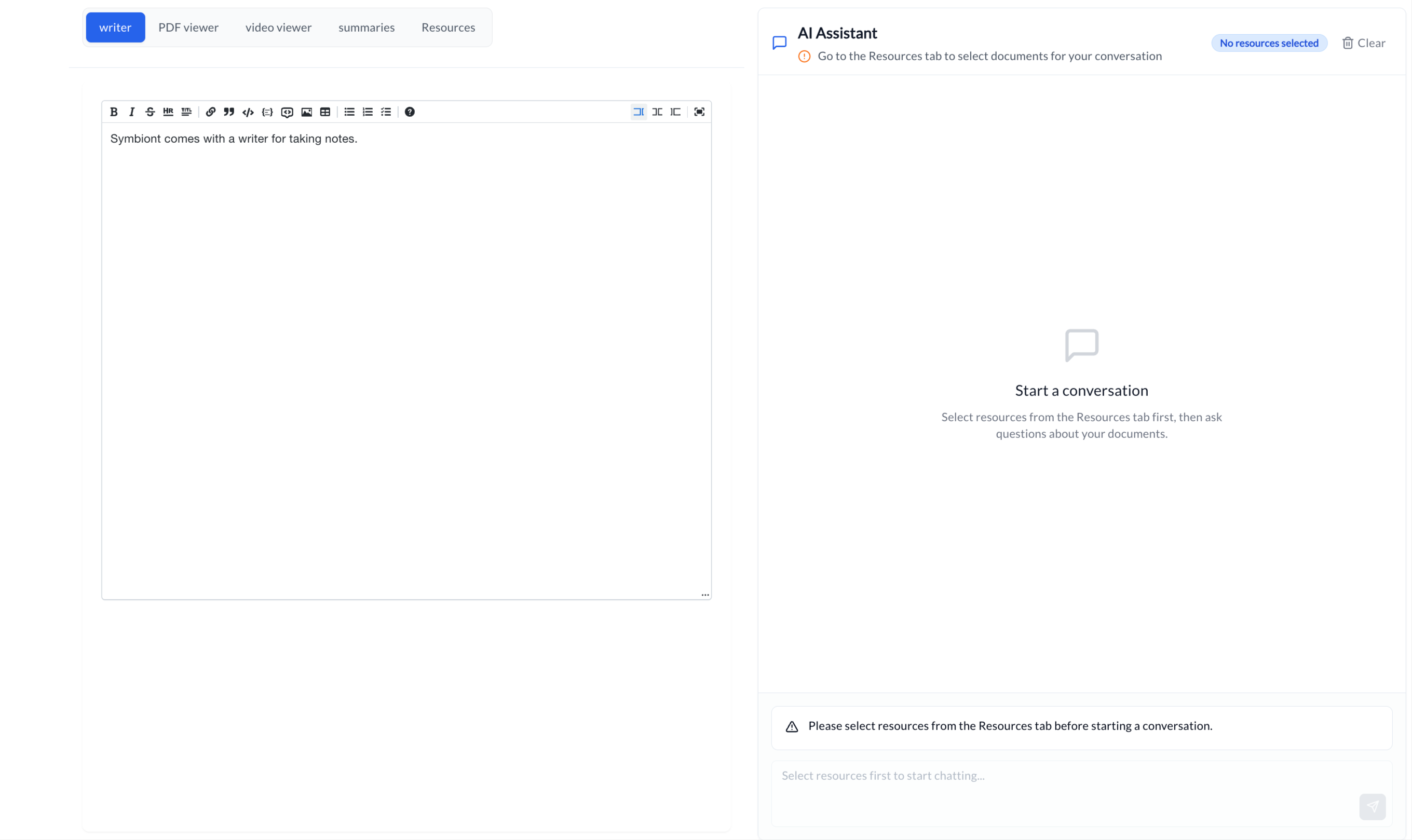 Symbiont initial page