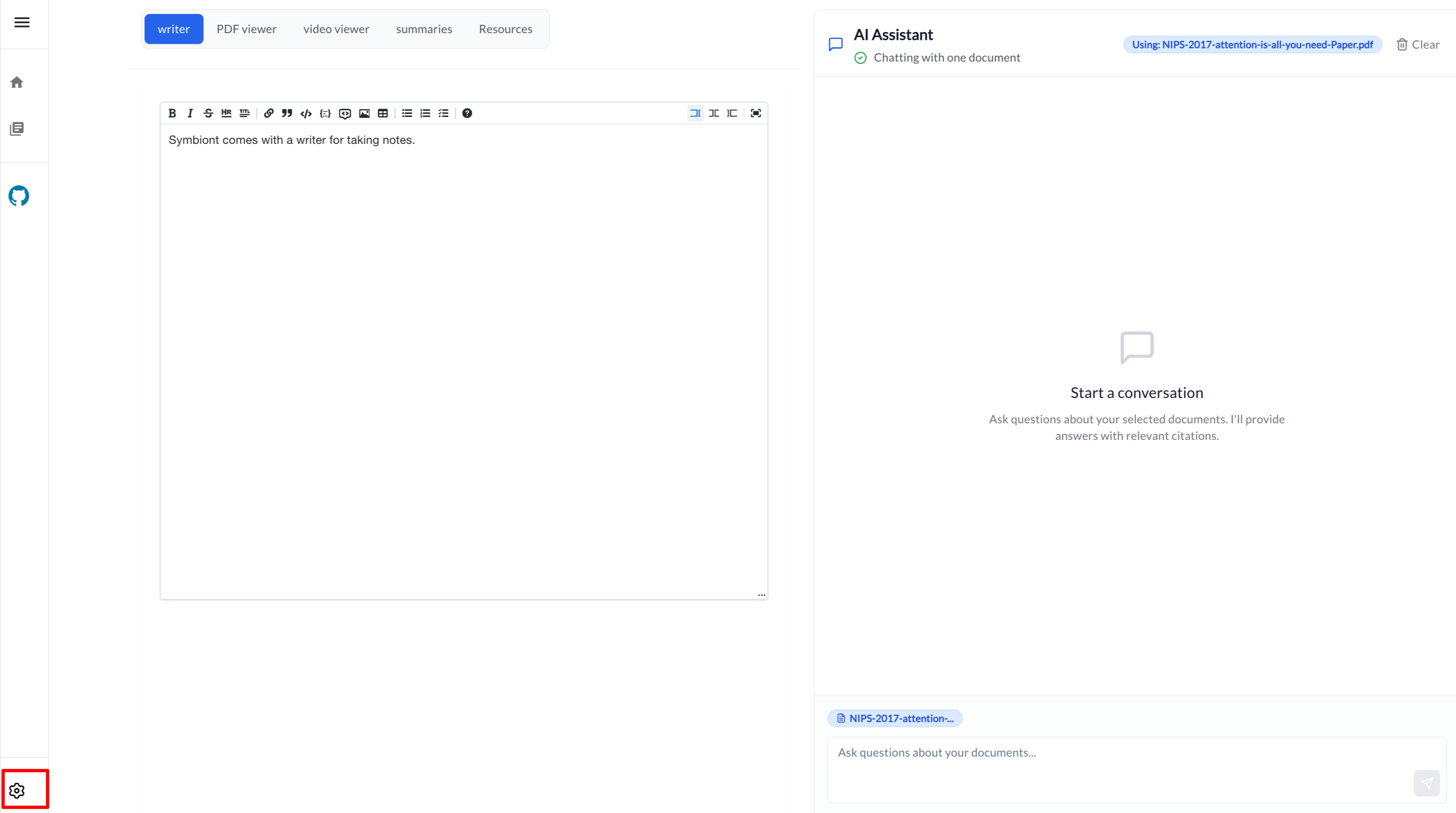 Symbiont symbiont settings